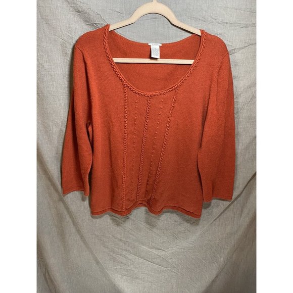 Evelyn Sweater Womens Extra Large Orange‎ Scoop Neck Pullover Top Ladies - Picture 1 of 7